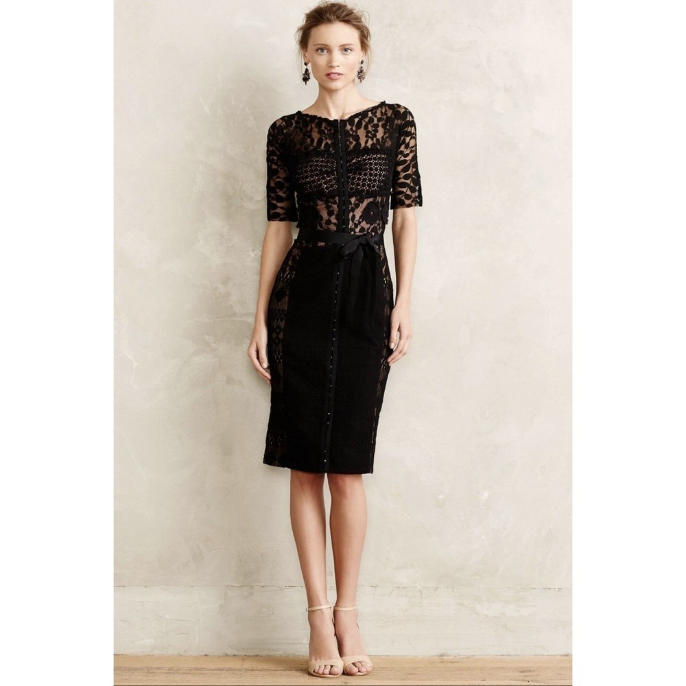 NWT Anthropologie Beguile by Byron Lars Carissima Sheath in Black Dress Size 8